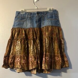 Younique Denim and Brown Paisley Skirt Size 9